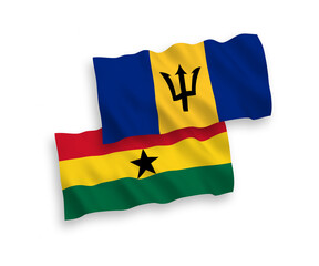 Flags of Barbados and Ghana on a white background