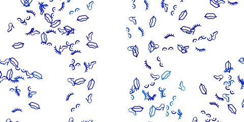 Light BLUE vector pattern with feminism elements.
