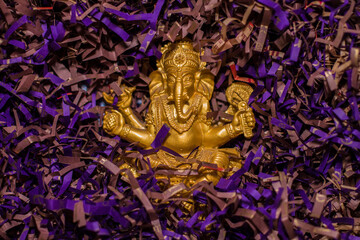 golden statuette of the indian god Ganesha