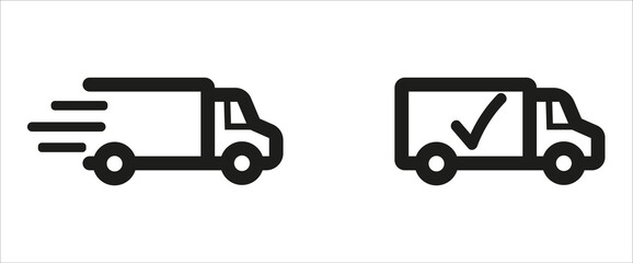 Fast delivery icon.Thin line fast delivery truck icon on white background.24/7.