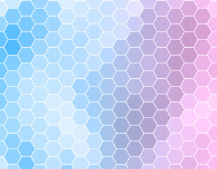 Hexagon mosaic background, abstract purple blue honeycomb icy vector design.