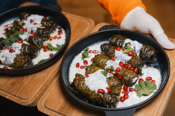 dolma with garnet seeds