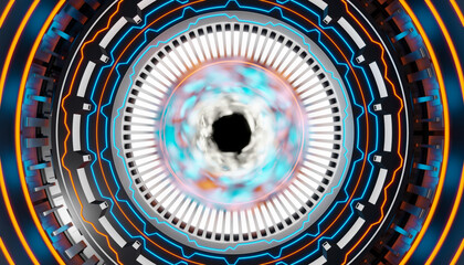 Abstract sci-fi energy center. Technology and science concept. 3d rendering - illustration.