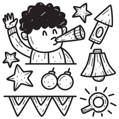 kawaii doodle christmas cartoon designs  for coloring, backgrounds, stickers, logos, icons and more