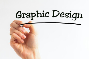 Hand writing inscription Graphic Design with marker, concept, stock image