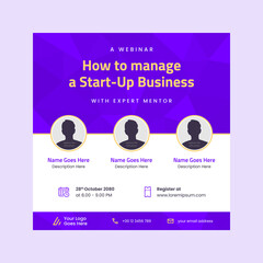 social media webinar poster template vector