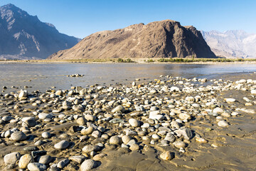 Riverbank stones of Indus river, Skardu, Gilgit-Baltistan, Pakistan