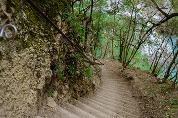 Obraz premium stairway in the mountains and the forest