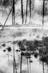 Fototapeta premium Hot Springs, Yellowstone National Park, Unesco World Heritage Site, Wyoming, Usa, America