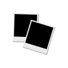 Photo frame on white background with shadow effect. Template, blank.