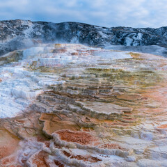 Mammoth Hot Springs, Yellowstone National Park, Unesco World Heritage Site, Wyoming, Usa, America