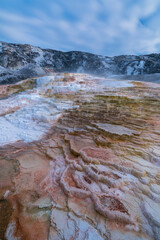 Fototapeta na wymiar Mammoth Hot Springs, Yellowstone National Park, Unesco World Heritage Site, Wyoming, Usa, America