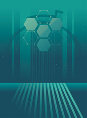 futuristic background with molecules technology, circuit electronic lines and polygonal shapes