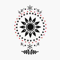 Festive christmas round ornamental illustration of an christmas sun with winter hand drawn set