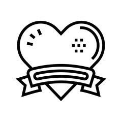 heart with ribbon logo line icon vector. heart with ribbon logo sign. isolated contour symbol black illustration