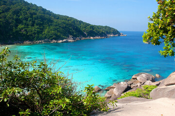 Obraz premium Similan Islands beach in the Andaman Sea, top view. Tourism, Asia, travel.