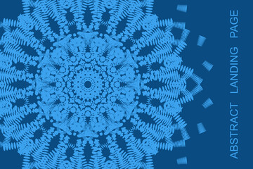 
Lattice curves vector template, geometric graphic design. Abstract background with elements of floral mandala in blue. The basis for the design of the postcard, banner