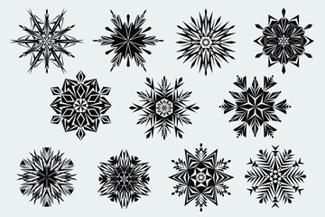 
Lattice curves vector template, geometric graphic design. Set of snowflakes. The basis for the design of a postcard, a banner for the New Year
