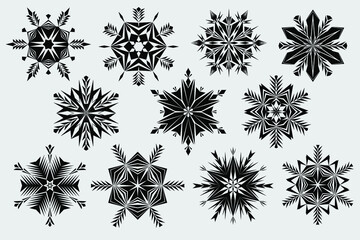 
Lattice curves vector template, geometric graphic design. Set of snowflakes. The basis for the design of a postcard, a banner for the New Year