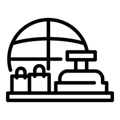 Global online shop icon. Outline global online shop vector icon for web design isolated on white background