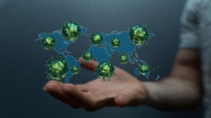 Virus abstract background. protection Genetics Bacteriological Microorganism..