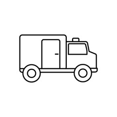cartoon ambulance icon, line style