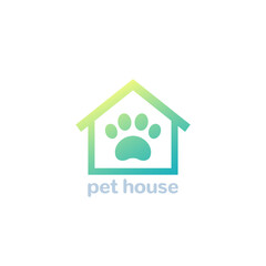 pet house logo, paw and home vector icon