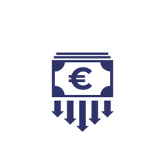 reduce costs, expense icon with euro