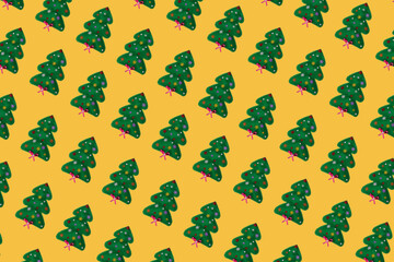 Christmas background in pastel yellow tones. Holiday template, composition. New Year. 3D-rendering