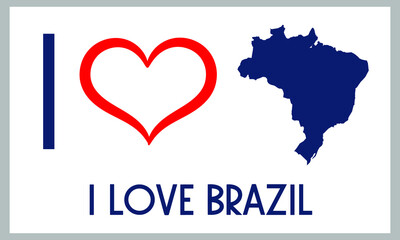 I love Brazil isolated vector map silhouette