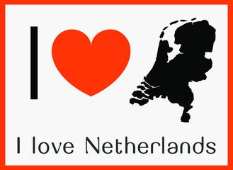 I love Netherlands isolated vector map silhouette