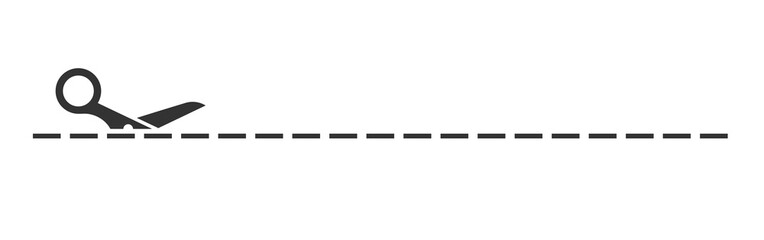 Fototapeta premium Scissors black icon with cut lines set. Vector illustration