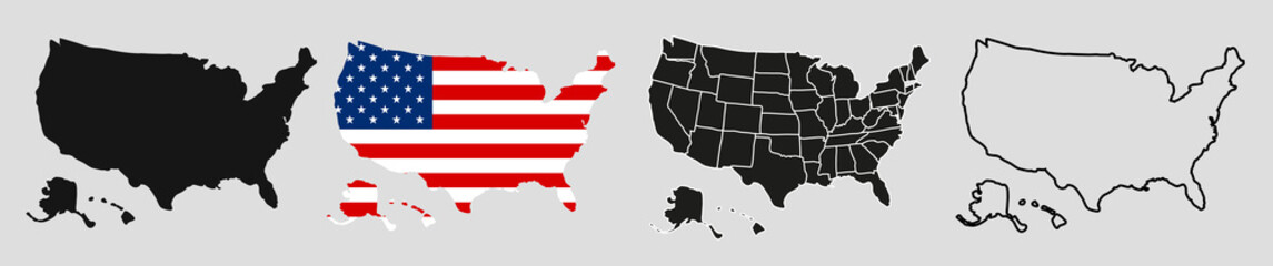 USA map with states. Vector illustration