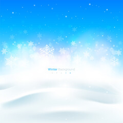 Abstract Winter Background. Christmas And Winter Background Design Of White Snowflake With Copy Space. Vector EPS 10
