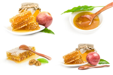 Group of honey over a white background