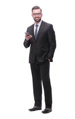 Obraz premium full length .concerned businessman . isolated on white