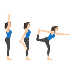 Obraz na płótnie Canvas Woman doing ayurveda yoga poses in three different poses. Flat vector illustration isolated on white background. Healthy living