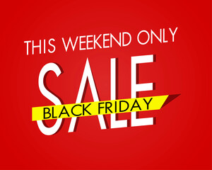 Sale. Black Friday. Slim letters and red background. Vector.