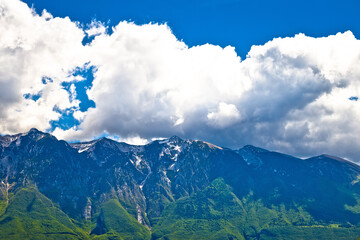 Obraz premium Monte Baldo mountain peaks above Garda lake view