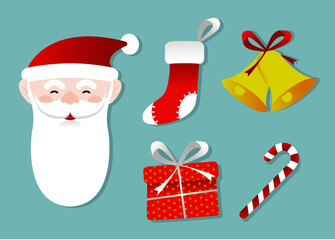Christmas set with santa claus elements
