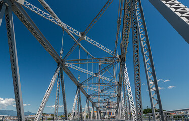 Florianópolis, Santa Catarina, Brazil
October 28,2020
View of the Hercílio Luz bridge and Avenida Beiramar Norte in the background. It connects the continent to Florianópolis Island. Postcard 

