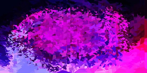 Dark purple, pink vector abstract triangle background.