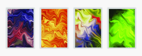 Set of Liquid color trendy texture. Abstract wave and splash effect 