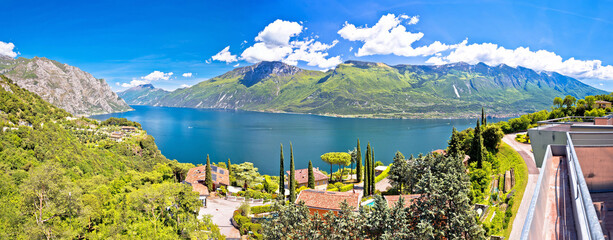 Lago di Garda lake panoramic scenic view, Limone sul Garda - obrazy, fototapety, plakaty