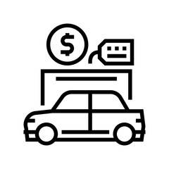 car rental line icon vector. car rental sign. isolated contour symbol black illustration