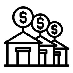 Houses autction icon. Outline houses autction vector icon for web design isolated on white background