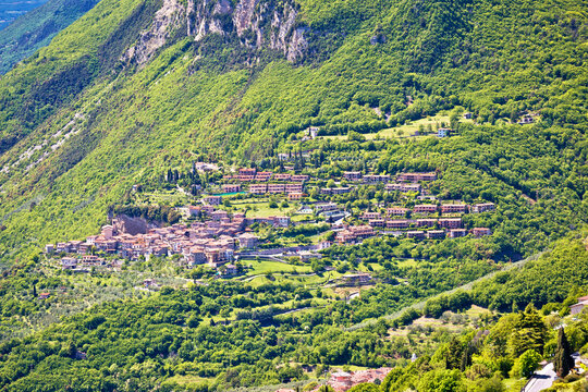 Idyllic village of Piovere in Dolomites Alps above Garda lake
