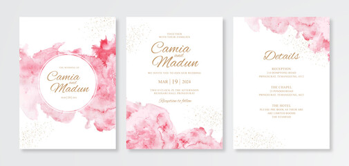 Hand painted watercolor abstract for wedding invitation template