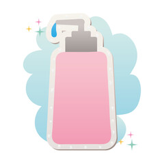 pink antibacterial soap with foam stickers