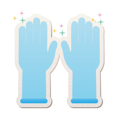 blue protective gloves stickers with sparks